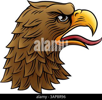 Eagle Head Holzschnitt Ätzung Im Heraldischen Vintage-Stil Stock Vektor
