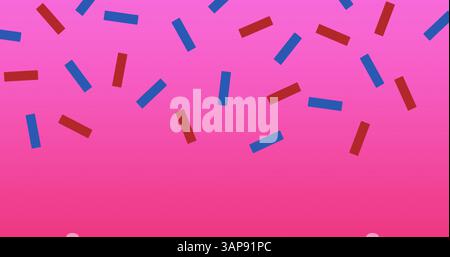 Bild von roten und blauen Streifen über rosafarbenem Hintergrund Stockfoto