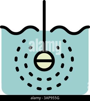 Fish Finder Vector Color Symbol Design. Echolot Radarsymbol. Signaltongeber für Angelsignal. Angelsignal Signaltongeber Vektor-Symbol für Web-Design isoliert Stock Vektor
