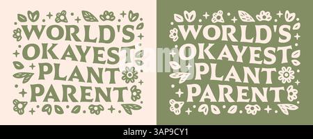 Die beste Mutter Gärtner Hemd Retro Boho Ästhetische Illustration der Welt okayest Plant Elternteil groovige Schrift lustige Zitate Blumenpflanzen Liebhaber die beste Mutter Gärtner Hemd Retro Boho Ästhetik Illustration. Stock Vektor