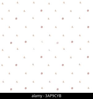 Minimalistisches einfaches nahtloses Vektor-Muster mit winzigen rosa Blumen auf weißem Hintergrund. Textil, Verpackung, Hintergrund, Leinen. Stock Vektor