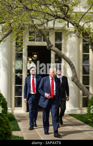 WASHINGTON DC, USA - 14. April 2025 - US-Präsident Donald J Trump und Vizepräsident JD Vance bei einer Veranstaltung anlässlich des College Football Nationa 2025 Stockfoto