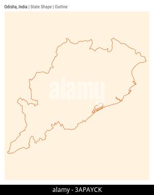 Odisha, Indien. Einfache Vektordarstellung. Statusform. Umrissstil. Grenze von Odischa. Vektorabbildung. Stock Vektor