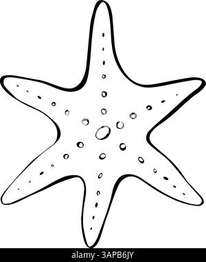 Grafische Strichgrafik-Illustration des Seesterne-Vektors. Isoliert auf weißem Hintergrund. Symbol für Paket, Küchendesign, Stoff und Textil. Stock Vektor