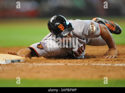 August 2011 . Die San Francisco Giants haben Feldspieler Cody Ross #13 in Aktion gelassen. Während des MLB-Spiels zwischen den San Francisco Giants und den Houston Astros im Minute Maid Park in Houston, Texas, gewinnen Giants 6-4 in 11 Innings. Manny Flores/CSM(Credit Image: â© Manny Flores/Cal Sport Media/ZUMAPRESS.com)(Credit Bild: © Manny Flores/Cal Sport Media/ZUMAPRESS.com) Stockfoto
