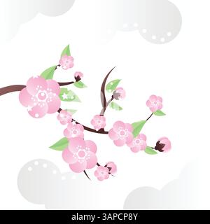 Sakura Kirschblüte Zweig Vektor-Illustration Stock Vektor
