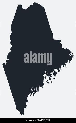Maine Karte. Nur eine einfache Grenzkarte. Form des Status. Flache leere Maine-Umrisse. Abbildung der Vektorbegrenzung. Stock Vektor