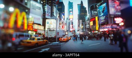 Panoramaszene in der Abenddämmerung, Times Square, Manhattan, New York City, New York State, USA Stockfoto