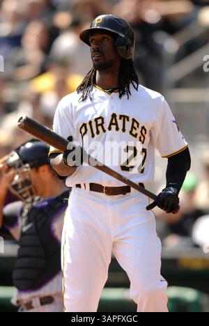 7. April 2011: Andrew McCutchen #22 in Aktion während des MLB-Spiels zwischen den Colorado Rockies und den Pittsburgh Pirates im PNC Park. (Bild: © Jason Pohuski/Cal Sport Media/ZUMAPRESS.com) Stockfoto