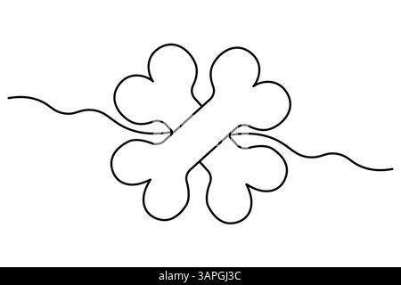 Durchgehende einzeilige Zeichnung einer Hintergrundvektorgrafik des Hundeknochens Stock Vektor