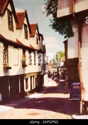 Norwich, Norfolk, England um 1950 - Ein Blick auf den Elm Hill. Stockfoto