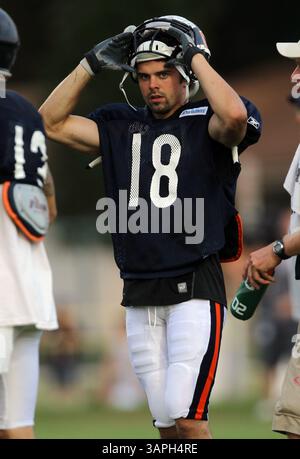 August 2011 - Bourbonnais, IL, USA - Chicago Bears' Dane Sanzenbacher besucht am Montag, 1. August 2011 die Praxis an der Olivet Nazarene University in Bourbonnais, Illinois. (Bild: © Scott Strazzante/Chicago Tribune/MCT/ZUMAPRESS.com) Stockfoto