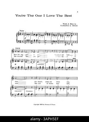 Diese Komposition, geschrieben von Florence E. Truax, enthält Texte und Musik, mit Werbung für „What Makes Me Love You the Way I Do?“ Auf der Innenseite und einem Auszug aus „wie kann ich dich vergessen?“ Auf der hinteren Abdeckung. Das digitale Bild kann von der Farbe des Originals abweichen. Stockfoto