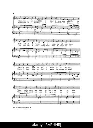 Dieses digitale Bild zeigt das Cover des beliebten Songs Ain't You Coming Out To-Night mit Musik von H. Blanke-Belcher und Texten von Ren Shields. Auf der Innenseite befindet sich eine Werbung und ein Cover für „The Garden of Roses“, und auf der Rückseite steht eine Werbung für „es macht einen großen Unterschied, wenn du mit dem Mädchen bist, das du liebst“. Die Farbe kann in der digitalen Darstellung variieren. Stockfoto