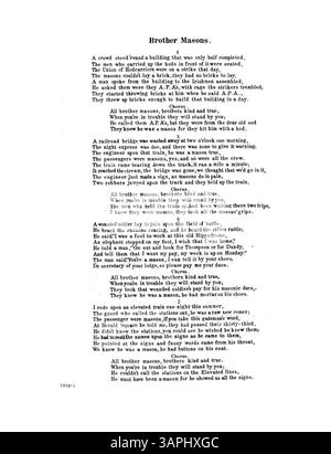 Brother Masons enthält Texte von Vincent Bevan, Musik von Gertrude Hoffman und einen Bezug zu When We Are Forty One mit Texten von Robert B. Smith und Musik von Gus Edwards. Kennzeichen 7232, mit weiteren Liedern, die auf der Rückseite von Gus Edwards aufgeführt sind. Stockfoto