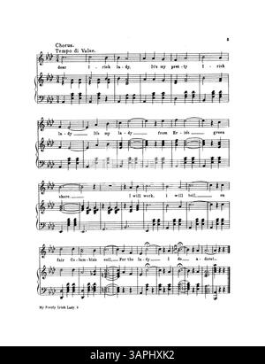 Ein Musikstück mit dem Titel „My Pretty Irish Lady“, das in der Sammlung der Bibliotheken der University of Oregon gehalten wird. Das digitale Bild kann sich farblich vom Original unterscheiden. Wenden Sie sich an Music Services, um Anmerkungen zu erhalten. Stockfoto