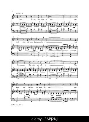 „Be True, Dear Heart“ ist Teil der „Beautiful Songs by Annie Andros Hawley“-Serie, die von M.W. & Sons mit der Nummer 8294 veröffentlicht wurde. Das Stück enthält die Covermusik von „The Teddy Bears Picnic“ von John W. Bratton. Digitale Bilder können Farbabweichungen aufweisen und Beschriftungen sind möglicherweise nicht vorhanden. Weitere Informationen finden Sie unter Music Services. Stockfoto