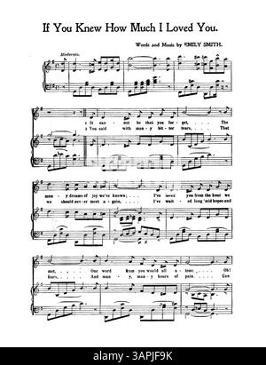 Eine Musikergänzung des New York American and Journal vom 23. Juli 1905 mit dem Lied If You Known How much I Loved You, geschrieben, komponiert und gesungen von Miss Emily Smith. Die Farbdarstellung im digitalen Bild kann vom Original abweichen und Beschriftungen sind auf Anfrage erhältlich. Stockfoto