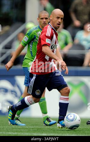 August 2011. . Im Kampf gegen Chivas USA auf CentryLink Field in Seattle, WA. . Sounders FC und Chivas USA ziehen 0 - 0.George Holland / Cal Sport Media(Kreditbild: © George Holland/Cal Sport Media/ZUMAPRESS.com) Stockfoto