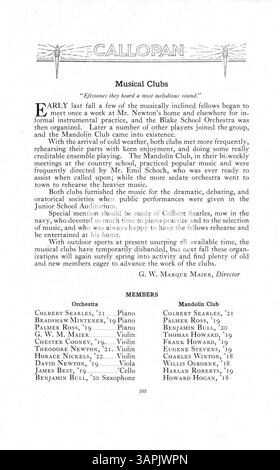 Das Callopan Jahrbuch 1918 der Blake School zeigt das Schuljahr 1917-1918 mit Schülern, Lehrkräften, Leichtathletik, Clubs, und Schulveranstaltungen. Stockfoto