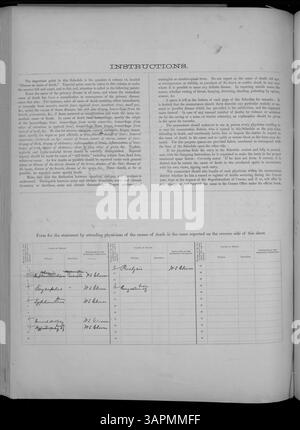 Dieses historische Dokument aus der Missouri Historical Society Census Collection enthält einen detaillierten Mortalitätsplan für Missouri Countys von Adair bis Franklin im Jahr 1880. Sie bietet Einblicke in die demografischen und sozialen Auswirkungen der Sterblichkeit in diesem Zeitraum. Stockfoto