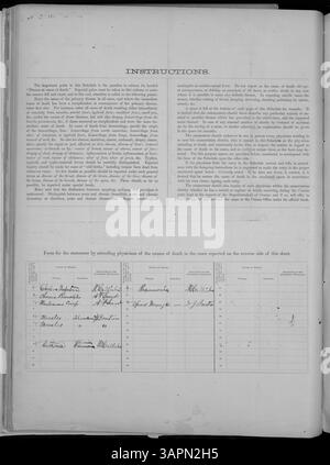 Der Todeszeitplan 1880 für Missouri enthält Todesdaten von Adair bis Franklin Counties, einschließlich Todesursachen und anderer persönlicher Daten. Dieser Plan ist Teil der Missouri Historical Society Census Collection, Band 10. Stockfoto