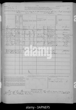 Der Mortal Schedule for Missouri (1880) liefert Sterbedaten von Adair bis Franklin Counties, einschließlich Todesursachen, die für die Genealogie und demografische Forschung unerlässlich sind. Missouri Historical Society. Stockfoto