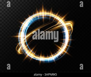 Atemberaubende strahlende kreisförmige Lichteffekte mit wunderschönen Glitzern und Glimmern Stock Vektor