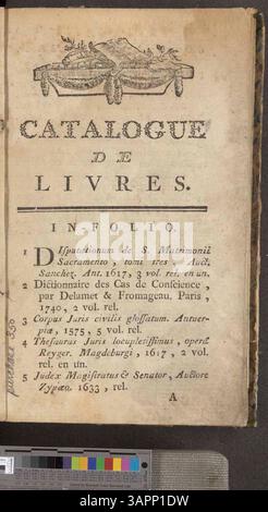 Katalogisierung von Büchern, die von Jacques-Joseph Delcourt beschlagnahmt wurden. Auktion im Bosquier-Haus in Mons, 15. Januar 1788. Stockfoto