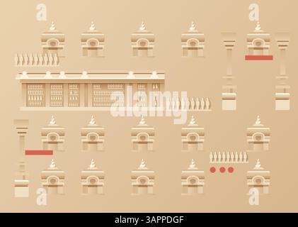Abstrakter Stadtspaziergang – Heritage Building Elements – Stock Illustrationas EPS 10 Datei Stock Vektor