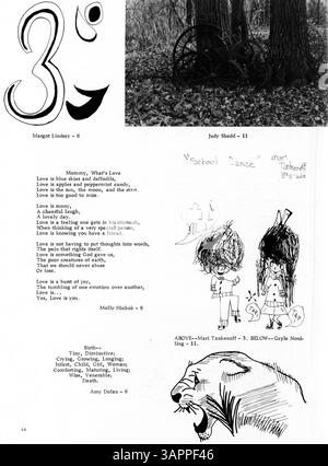 Diese Ausgabe des Tatler Yearbook von Northrop Collegiate aus dem Jahr 1974 erfasst die wichtigsten Ereignisse, Schüler, Lehrer und Leichtathletik des Schuljahres 1973-1974 mit einem Schwerpunkt auf der Geschichte der afroamerikanischen Region. Stockfoto