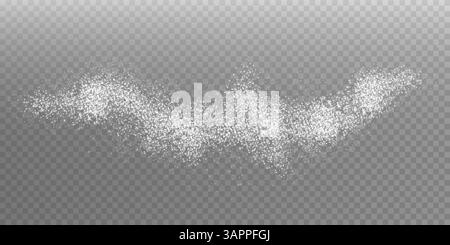 Die schöne weiße Streuung von feinen Partikeln wie Zucker, Salz, Mehl oder Pulver in der Küche Stock Vektor