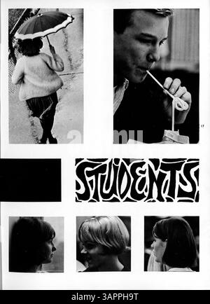Die Ausgabe 1966 des Sagamore Yearbook der Roosevelt High School deckt das akademische Jahr 1965-1966 ab und beleuchtet das Studentenleben, die Beiträge der Lehrkräfte, sportliche Veranstaltungen und Schulclubs. mit Schwerpunkt auf afroamerikanischer Geschichte. Stockfoto