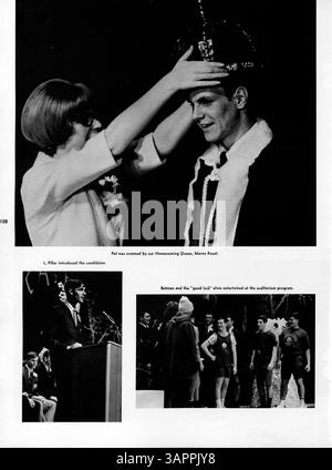 Die Ausgabe 1966 des Roosevelt High School Yearbook, Sagamore '66, konzentriert sich auf das akademische Jahr 1965-1966 und beleuchtet wichtige Leistungen der Schüler, sportliche Veranstaltungen, Clubs und die Geschichte der afroamerikanischen Geschichte. Stockfoto