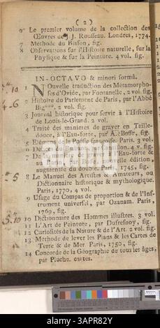 Katalog der von Jacques-Joseph Delcourt beschlagnahmten Bücher, die am 15. Januar 1788 im Bosquier-Auktionshaus in Mons verkauft werden sollen. Stockfoto