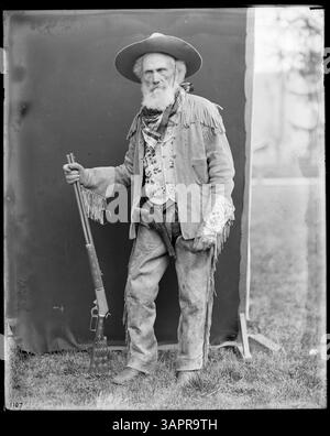 Dieses Porträt von Lee Moorhouse zeigt Ezra Meeker, eine wichtige historische Figur in Oregons Geschichte. Das Bild ist in der Sammlung der Bibliotheken der University of Oregon erhalten. Stockfoto