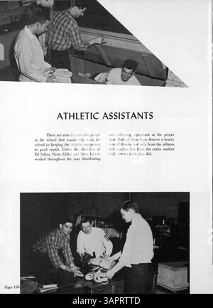 Das Jahrbuch „1958 Polaris“ von der North High dokumentiert das Jahr 1957-1958 der Schule, in dem Schüler, Lehrer, Vereine, Leichtathletik, und ein Schwerpunkt auf afroamerikanischer Geschichte. Stockfoto