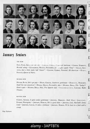 Die Ausgabe 1940 des Marshall High School Yearbook, Kardinal, hebt die Schüler, Lehrer, Sportteams, Clubs und Schlüsselveranstaltungen aus dem Schuljahr 1939-1940, die Erinnerungen an das Schulleben und die Aktivitäten bewahren. Stockfoto