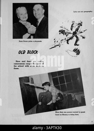 Diese Ausgabe des Jahrbuchs „Redner“ von der Patrick Henry High School aus dem Jahr 1945 zeigt Highlights aus dem Schuljahr 1944-1945, darunter Schüler, Vereine, Leichtathletik und Veranstaltungen. Stockfoto