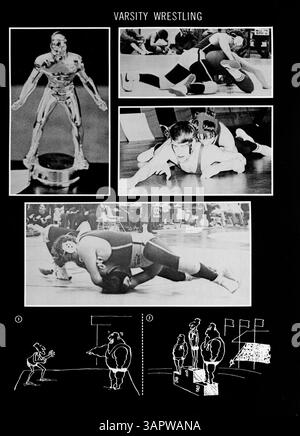 Dieses Breck Yearbook aus dem Jahr 1973 mit dem Titel „Mustang“ zeigt die Leistungen von Schülern, Lehrkräften, Vereinen und Sport während des Schuljahres 1972-1973. Stockfoto