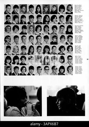 Die Ausgabe 1966 des Sagamore Yearbook von der Roosevelt High School bietet eine Momentaufnahme des Schuljahres 1965-1966 und dokumentiert wichtige Ereignisse, darunter sportliche Wettbewerbe, Schulclubs und andere akademische Aktivitäten, mit Schwerpunkt auf der afroamerikanischen Geschichte. Stockfoto