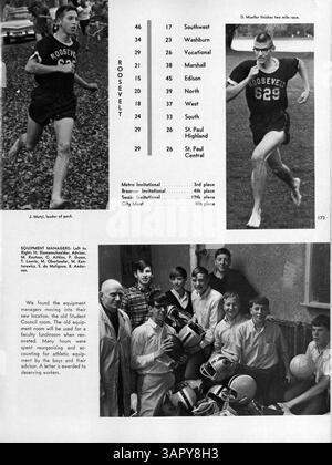 Die Ausgabe 1966 des Roosevelt Yearbook, Sagamore, zeigt das akademische Jahr 1965-1966, mit einem Schwerpunkt auf dem Studentenleben, sportlichen Leistungen, Clubs und dem bedeutenden Beitrag der afroamerikanischen Geschichte zur Kultur der Schule. Stockfoto