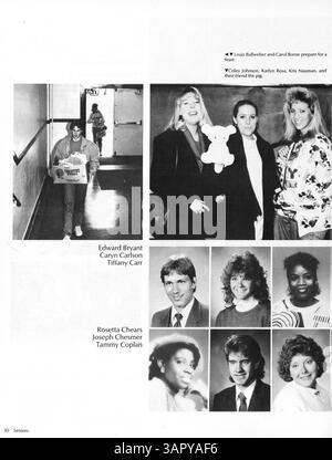 Die 1987 erschienene Ausgabe von Patrick Henry High's Jahrbuch Visions '87 zeigt die Höhepunkte des Schuljahres 1986-1987 und dokumentiert Schüler, Lehrer, Vereine, Leichtathletik, und Schulveranstaltungen. Stockfoto