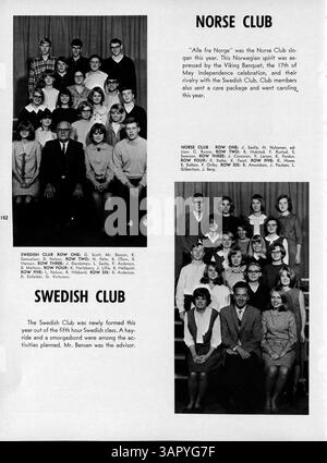 Die 1966 erschienene Ausgabe des Roosevelt Yearbook, Sagamore '66, erfasst das Studentenleben an der Roosevelt High School während des Schuljahres 1965-1966, einschließlich Schülerleistungen, Sportveranstaltungen, Clubs und Beiträge zur Geschichte der afroamerikanischen Studenten. Stockfoto