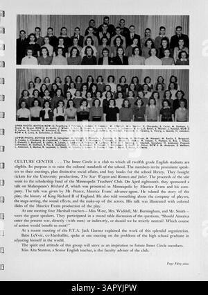 Die Ausgabe 1940 des Jahrbuchs „Cardinal“ der Marshall High School zeigt die Schüler, Lehrer, Vereine, Leichtathletik und andere wichtige Ereignisse aus dem Schuljahr 1939-1940. Stockfoto