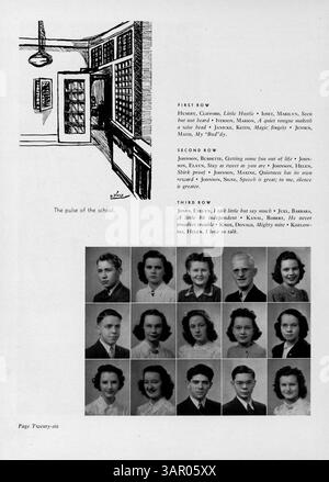 Diese Ausgabe des Jahrbuchs „Cardinal“ von 1941 zeigt Studenten, Dozenten, Leichtathletik, Vereine und wichtige Veranstaltungen der Marshall High School während des Schuljahres 1940-1941. Stockfoto