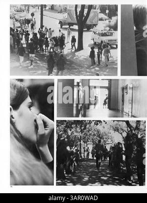 Das Jahrbuch der Marshall University 1971, „1971 Collage“, spiegelt das akademische und außerschulische Leben an der Marshall High School wider und dokumentiert die Aktivitäten von Studenten, Lehrkräften, Leichtathletik und Clubs im Schuljahr 1970-1971. Stockfoto