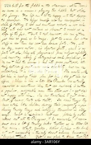 Der neunte Band von Thomas Butler Gunns Tagebüchern dokumentiert sein Leben vom 1. Oktober 1857 bis zum 5. November 1858. Er beschreibt seine Erfahrungen in einem Boardinghouse in New York, seine Interaktionen mit Künstlern und seine Reflexionen über kulturelle Ereignisse dieser Zeit, darunter ein Picknick in Hoboken, einen Vortrag von Lola Montez und Kontroversen unter Beteiligung von Schriftstellern wie Fitz James O’Brien. Stockfoto