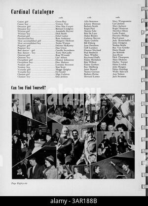 Diese Ausgabe 1940 des Kardinaljahrbuchs der Marshall High School dokumentiert Schüler, Lehrer, Leichtathletik, Studentenclubs und große Schulveranstaltungen des Schuljahres 1939-1940. Stockfoto