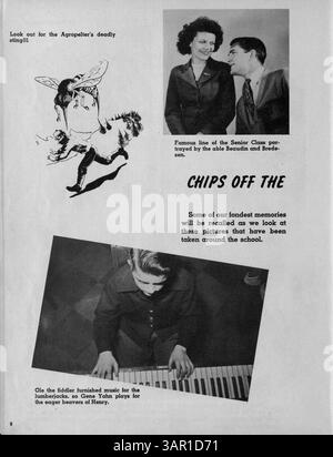 Das Jahrbuch „Redner“ 1945 der Patrick Henry High School beleuchtet die Schüler, Vereine, Leichtathletik und Veranstaltungen des Schuljahres 1944-1945. Stockfoto